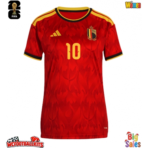 Belgium Leandro Trossard #10 Replica Home Stadium Shirt for Women World Cup 2026 Short Sleeve